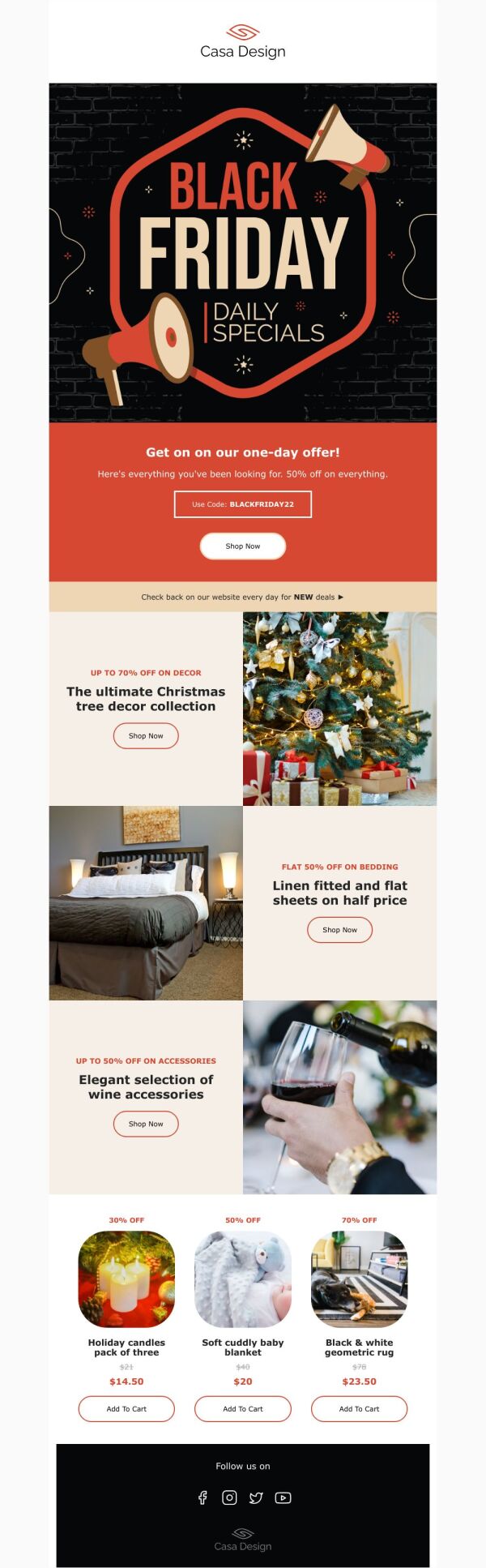 Special Offer Email Template 'Discounted Home Accessories' for Black