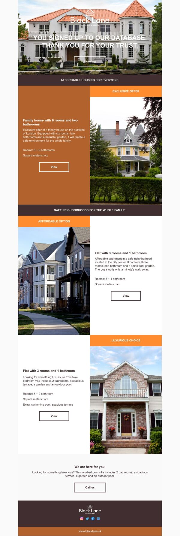 Housing Email Example Thank You Email Template 'Affordable Housing' for Real Estate Industry ...