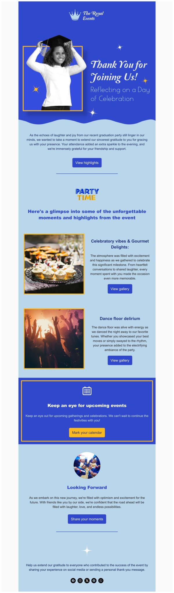 Email Header Graduation Thank You Email Template 'Celebratory Vibes' for Graduation | PosterMyWall