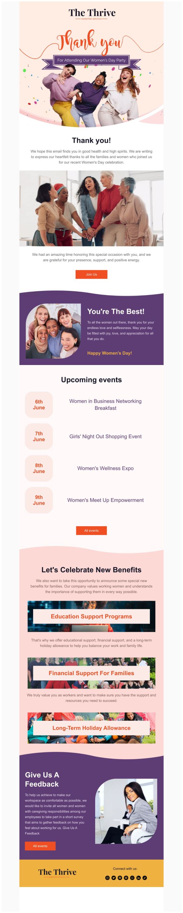 Thank You Email Template 'Corporate Party' for Women's Day | PosterMyWall