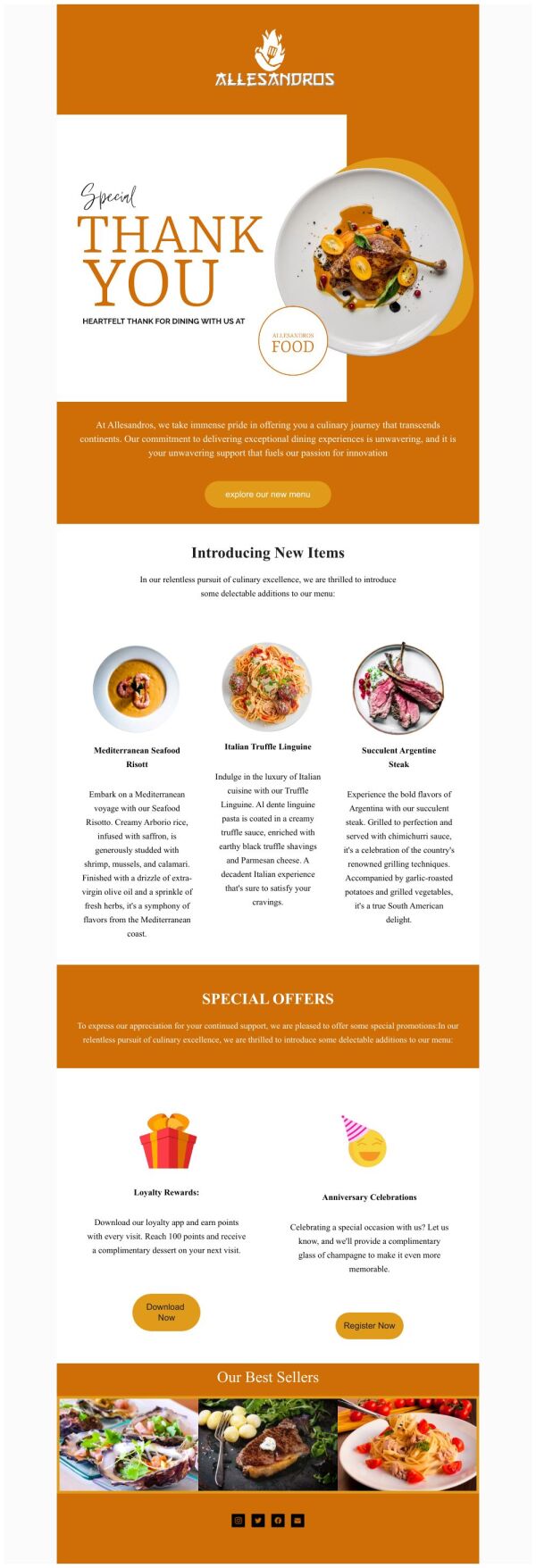 Thank You Email Template 'Dining With Us' for Food | PosterMyWall