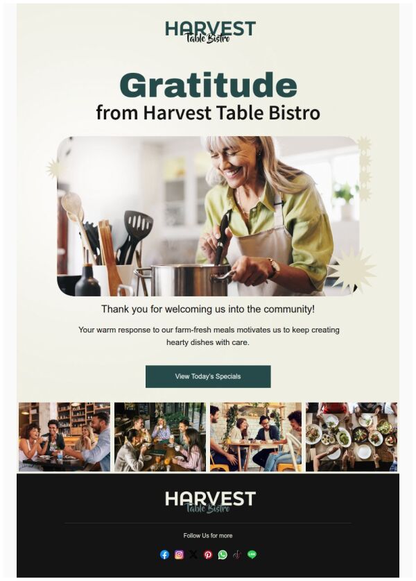 Thank You Email Template 'Farm Fresh Meals' for Food | PosterMyWall