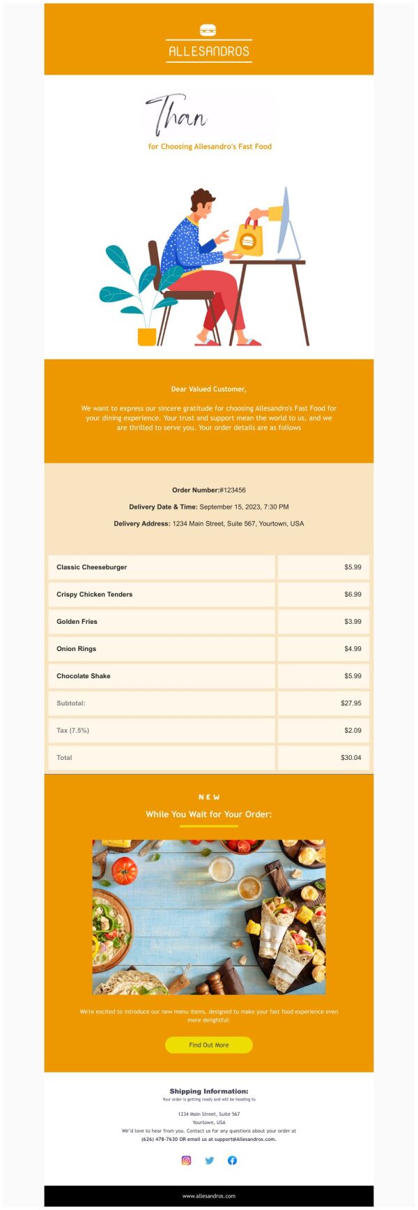 Thank You Email Template 'Happy To Serve You' for Food | PosterMyWall