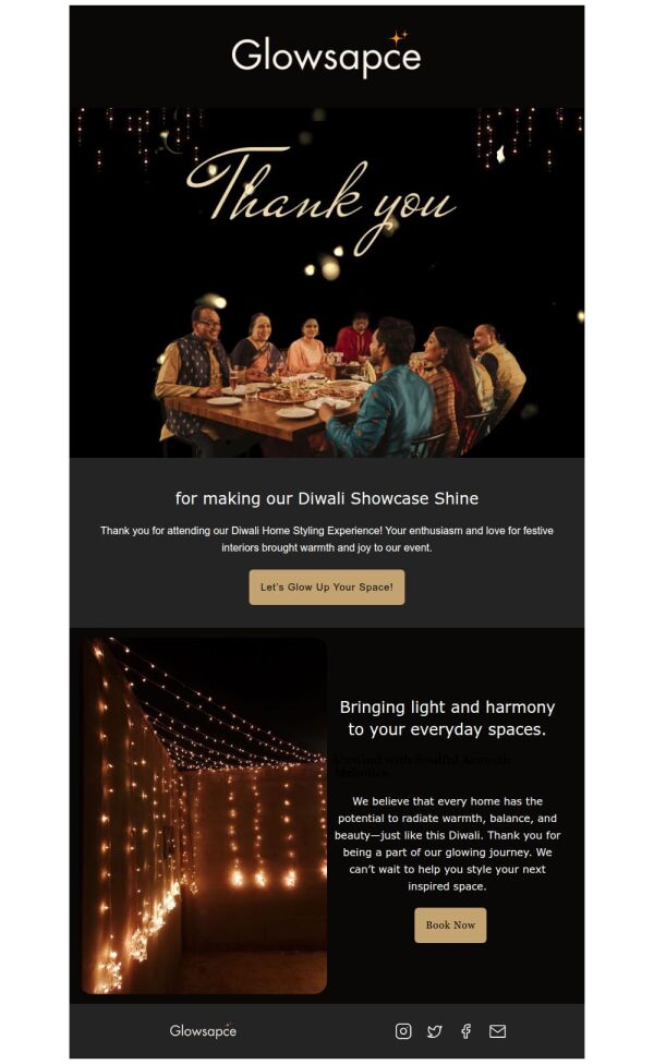 Thank You Email Template 'Home Styling' for Diwali | PosterMyWall