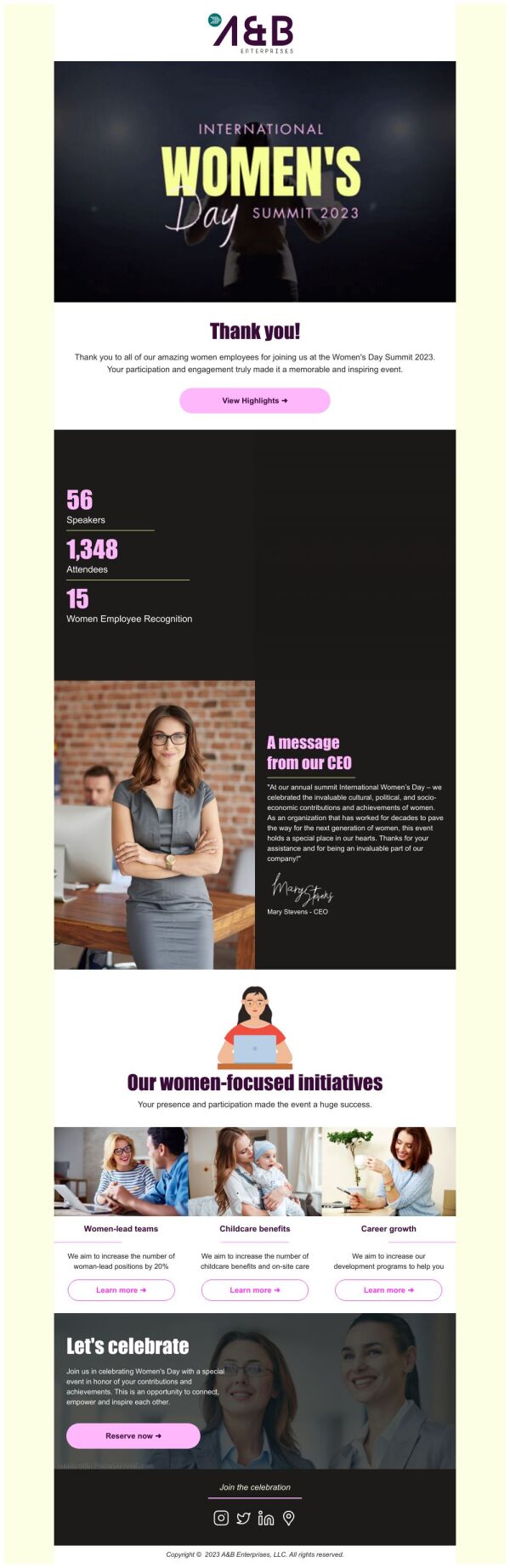 Thank You Email Template 'Join the Summit' for Women's Day | PosterMyWall