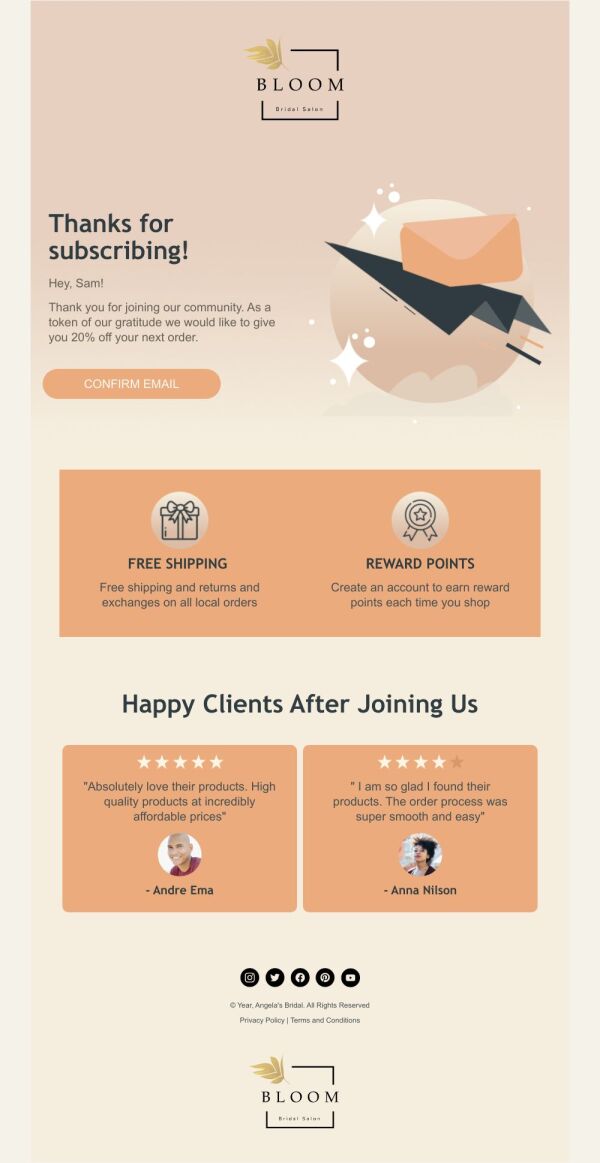 Thank You Email Template 'Newsletter Subscription' for Small Business