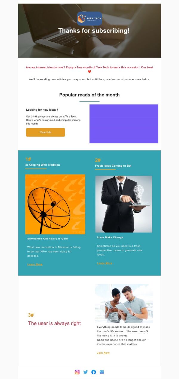 Tech Email Example Thank You Email Template 'Popular Reads' for Tech | PosterMyWall