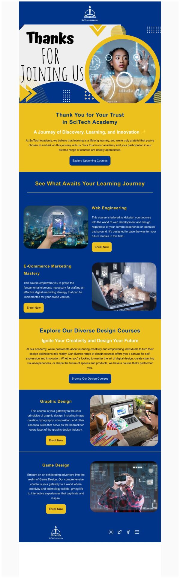 Thank You Email Template 'School Learning' for Educational