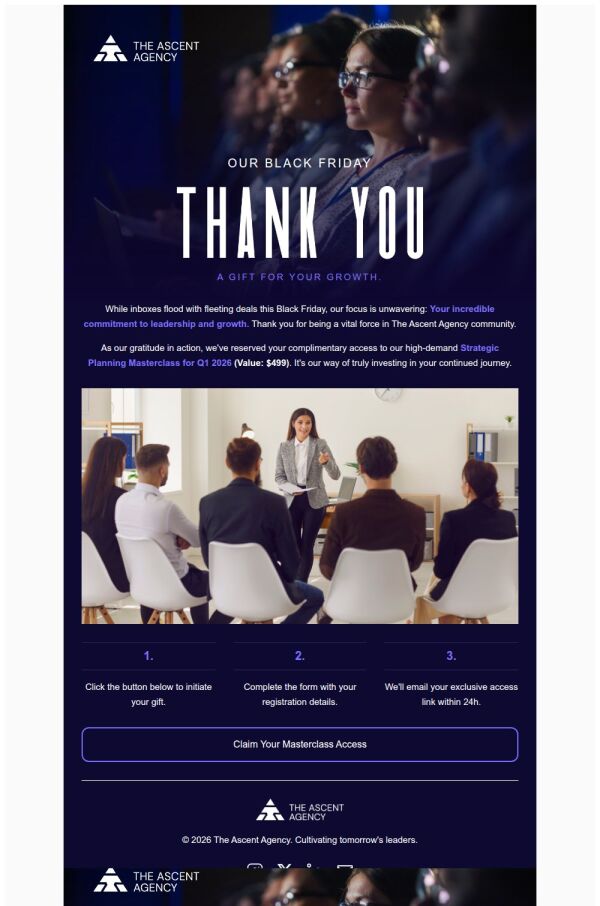 Thank You Email Template 'Strategic Planning' for Black Friday