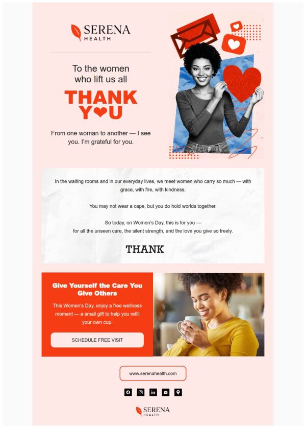 Thank You Email Template 'Wellness Moment' for Women's Day | PosterMyWall