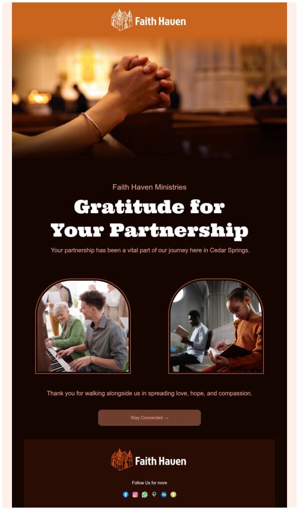 Thank You Email Template 'Your Gratitude' for Church | PosterMyWall