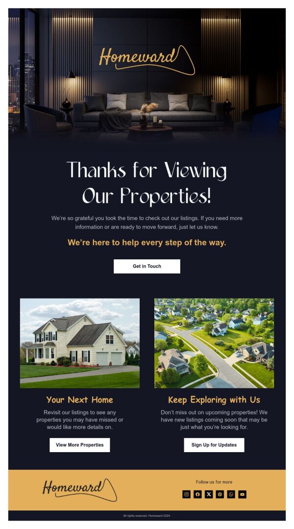 Thank You Email Template 'Your Next Home' for Real Estate