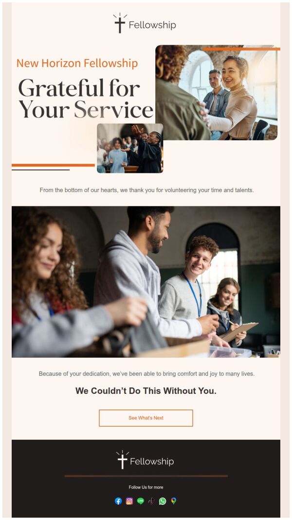 Thank You Email Template 'Your Service' for Church | PosterMyWall