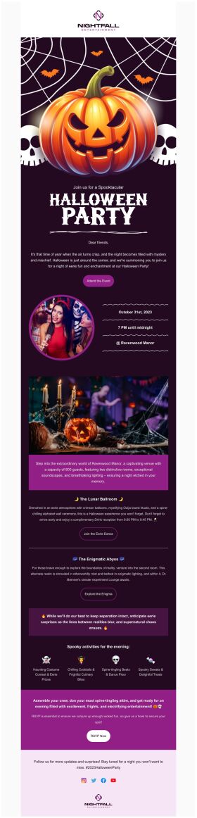 Free Halloween Party Email Templates, Responsive With Easy Editing ...