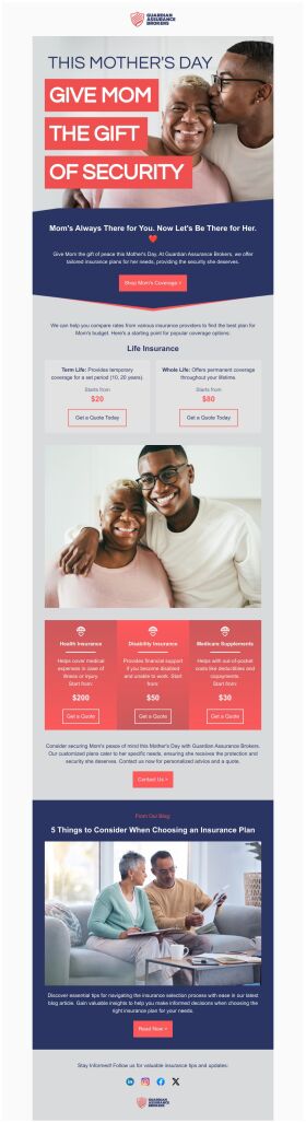 price-list-email-template-insurance-plan-for-mothers-day