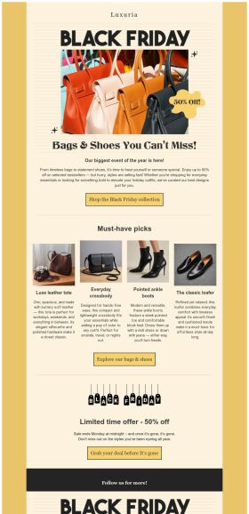 product-showcase-email-template-bags-and-shoes-for-black-friday