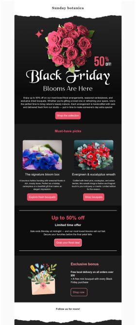 product-showcase-email-template-floral-blooms-for-black-friday
