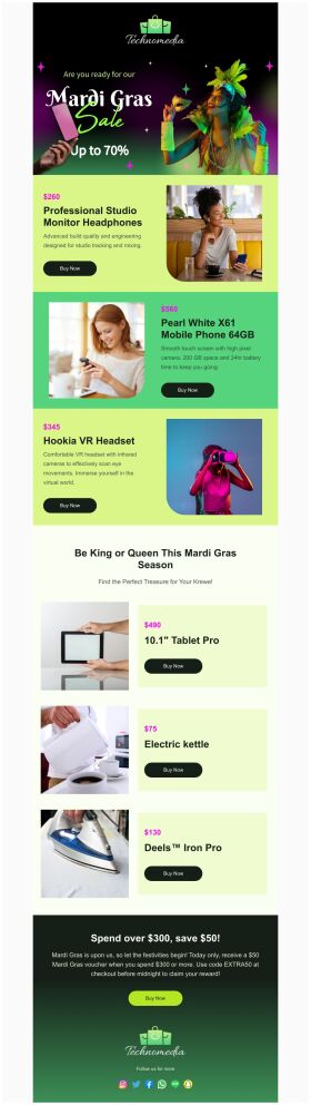 sale-email-template-cool-gadgets-for-mardi-gras