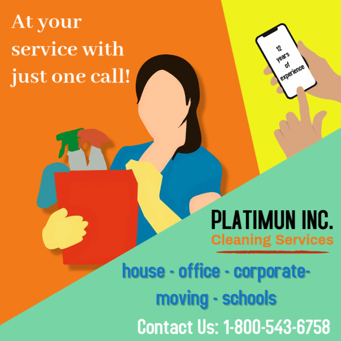 cleaning, cleaning services, housekeeping, custodian, company, limpieza Instagram-Beitrag template