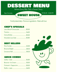 Gul 'Sweet House' Restaurant Menu Flyer ใบปลิว Template - Page 1