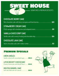 Yellow 'Sweet House' Restaurant Menu Flyer Volante Template - Page 2