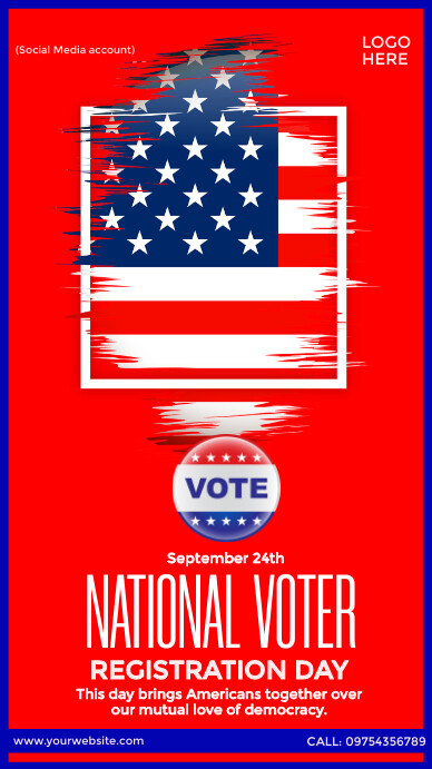 Registration Vote Design National Voter Registration Day Template | PosterMyWall