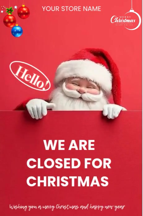 “Cute Santa Store Closure Notice – Christmas Holiday Announcement ...