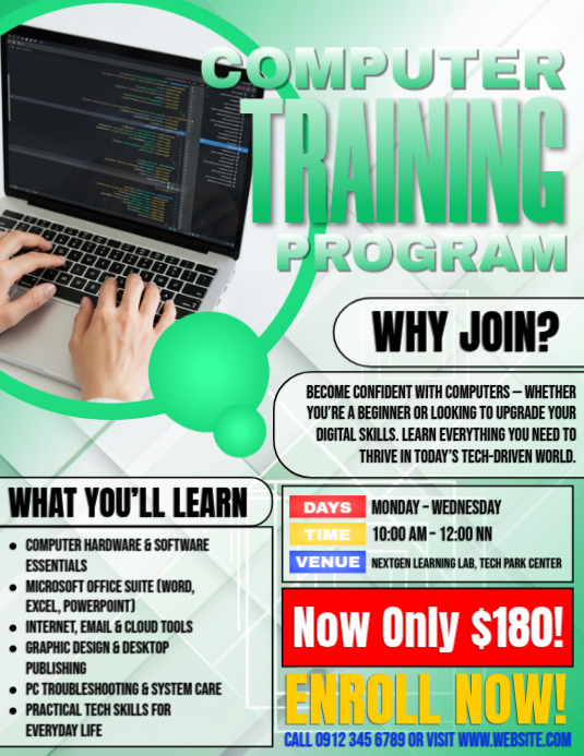 “Level Up Your Computer Skills” Template | PosterMyWall