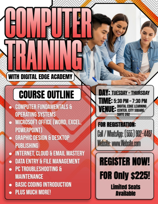 “Level Up Your Computer Skills” Flyer (US Letter) template