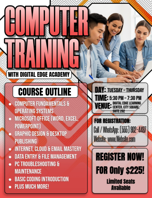 “Level Up Your Computer Skills” Template | PosterMyWall