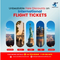 “Unbeatable Discounts on International Flight Tickets” Instagram Post template