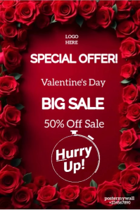 Rojo Valentine's Day Sale Pinterest-grafik Template
