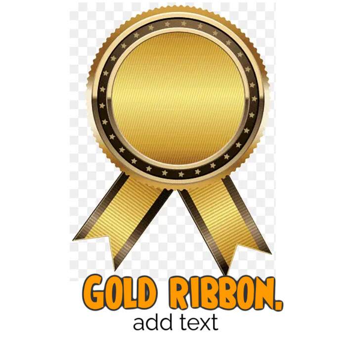 . Gold ribbon logo design template. | PosterMyWall