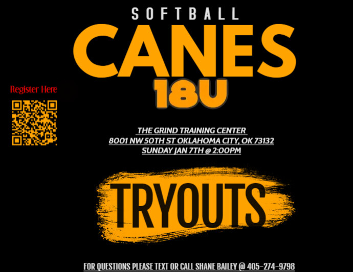 18u Softball Tryout Flyer (US Letter) template