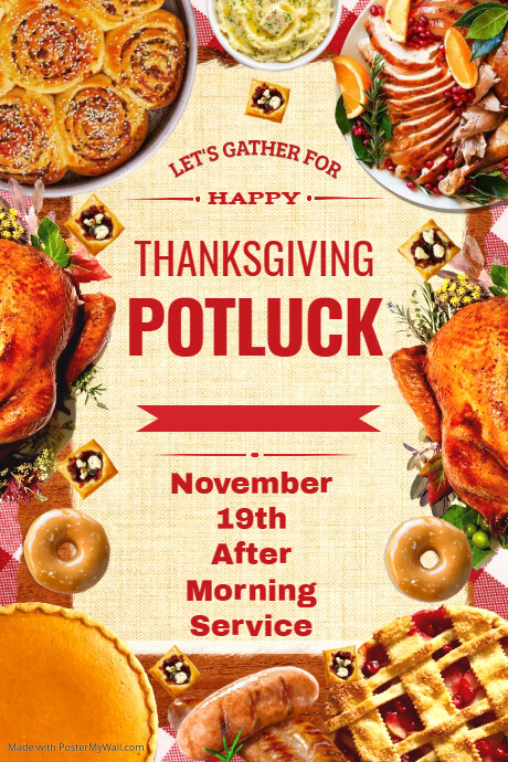 Thanksgiving Potluck Dinner Party Template | PosterMyWall