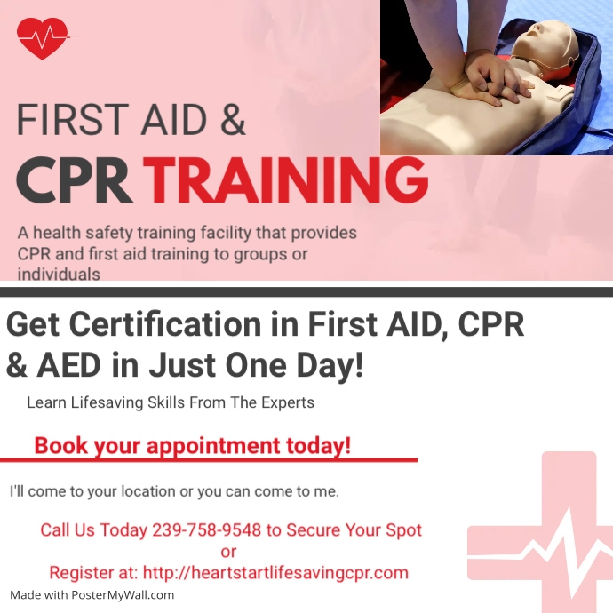 Copy of Copy of First Aid And CPR Training Certification Ad | PosterMyWall