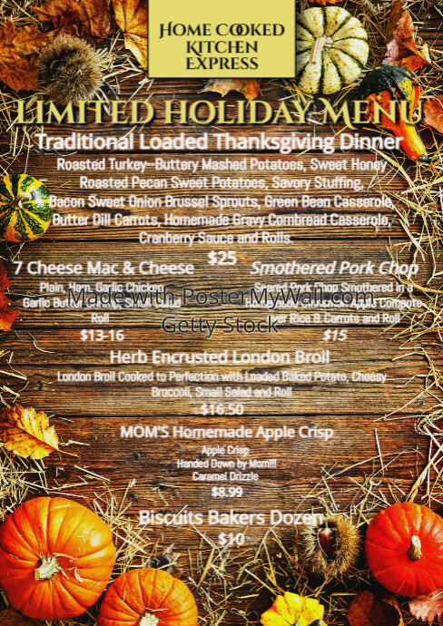 Autumn Fall Menu Card Template | PosterMyWall