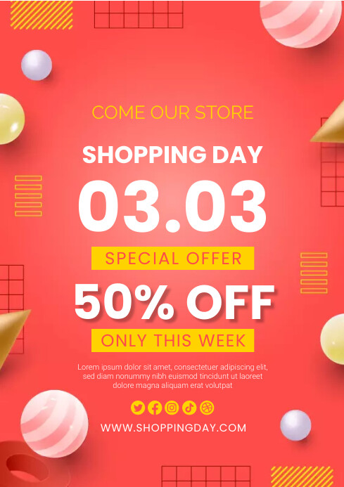 Store Theme Day 03.03 Shopping Day Poster Template | PosterMyWall