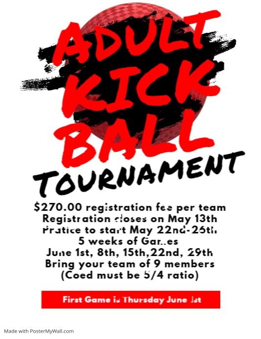 Kickball Game Flyer Design Template PosterMyWall