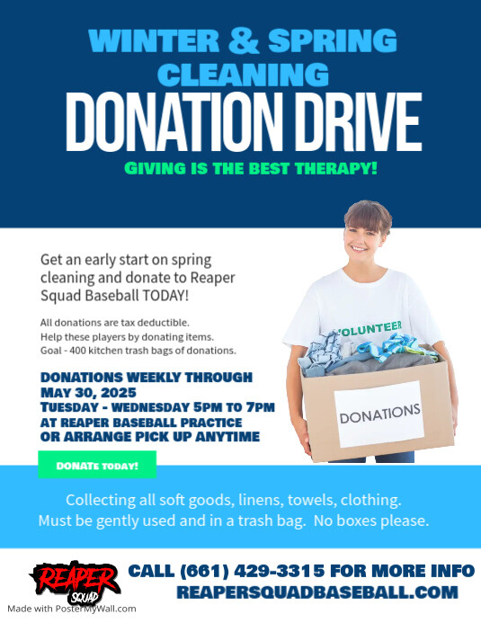 Spring Clean Funding Posts Spring Cleaning Donation Drive Poster Flyer | PosterMyWall