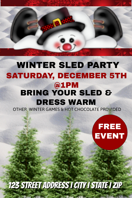 Winter Sled Party Event Template | PosterMyWall