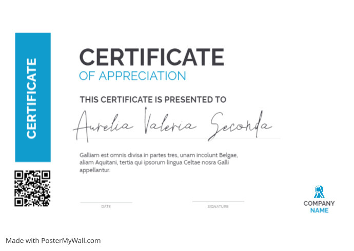 white and blue printable certificate of appre