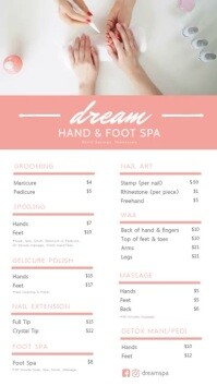 Pink Hand and Foot Massage Spa Menu Digital Display (9:16) template
