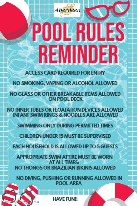 Pool Safety Rules Poster Flyer Template | PosterMyWall