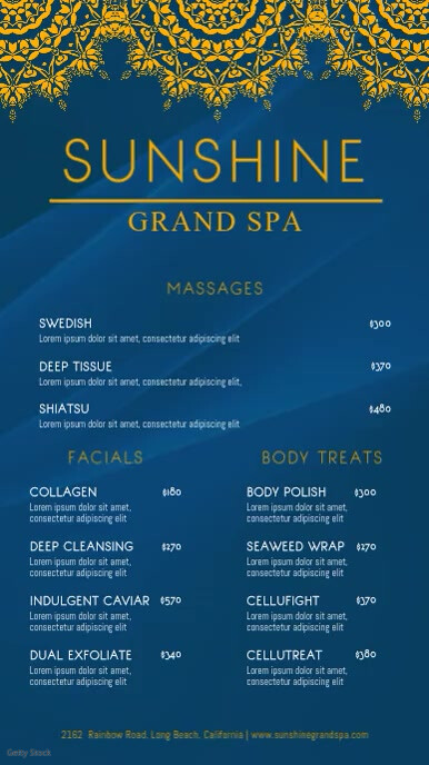 template spa menu