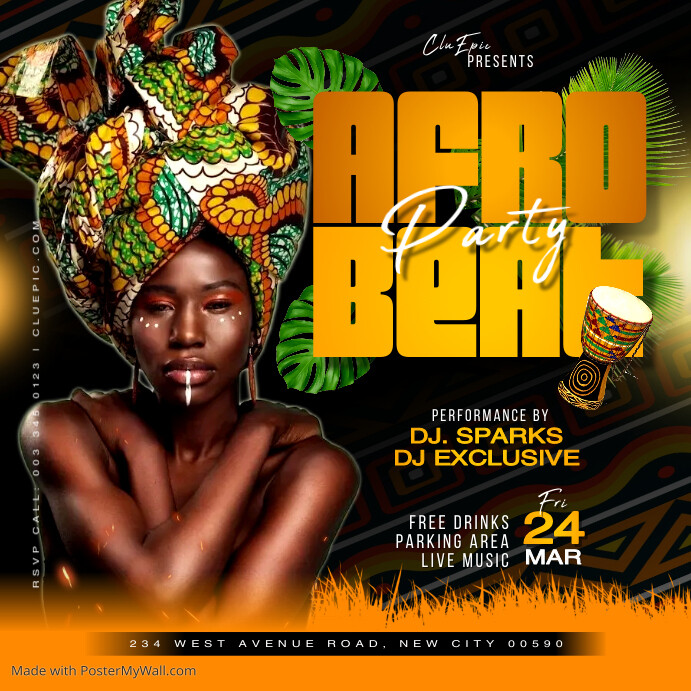 Afro beat party flyer template