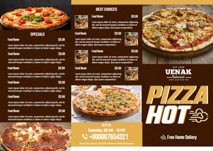 Trifold Restaurant Food Menu Template