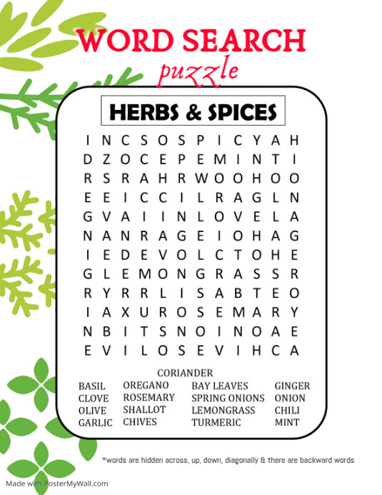Copy of Word search puzzle template | PosterMyWall