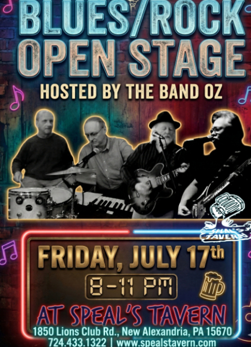 The Band Oz hosts the Blues/Rock Open Stage at Speal's Tavern