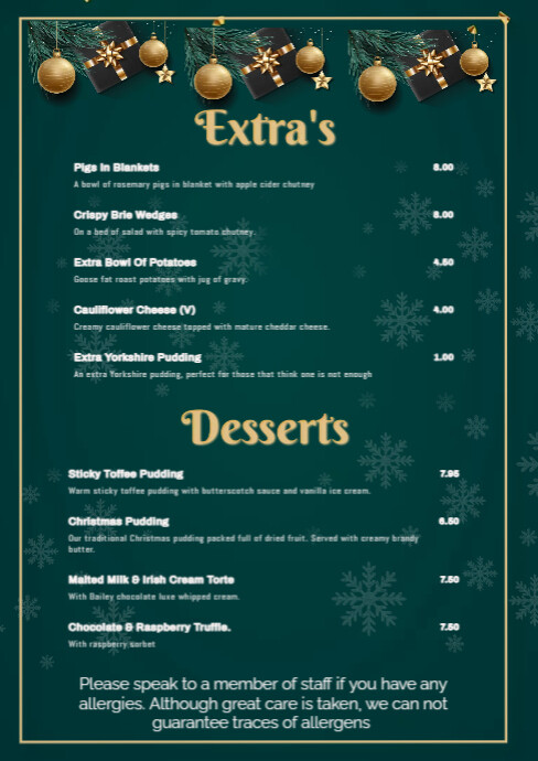 Sunday Menu reverse | PosterMyWall